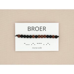 Morse code armband - Broer - zwart/bruin