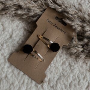Haarspeldje Pompom zwart - set van 2 speldjes