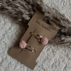 Haarspeldjes pompom roze - set van 2 speldjes