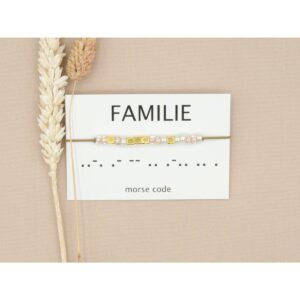 Morse code armband - Familie - Beige zilver