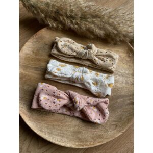 Hairband Knot - embroidered flower white