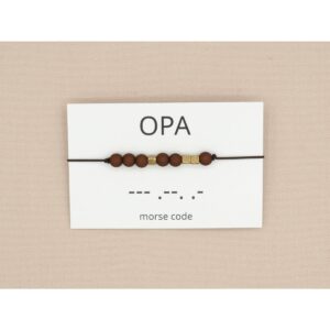 Morse code armband - Opa - Bruin/brons