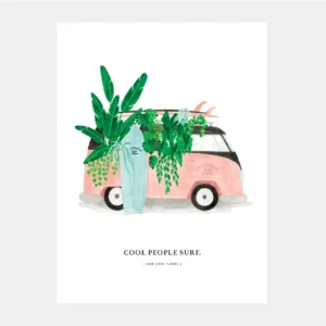 Surfing with plants poster - Watercolor