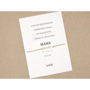 Morse code armband - Mama - Beige zilver