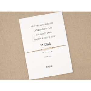 Morse code armband - Mama - beige / goud plated
