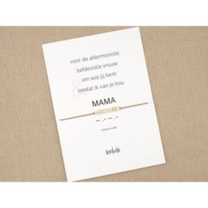 Morse code armband - Mama - Beige Rosé goud plated