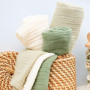 Hydrofiele doeken pre-washed - Natural, soft olive, olive green - 70x70cm - 3pack